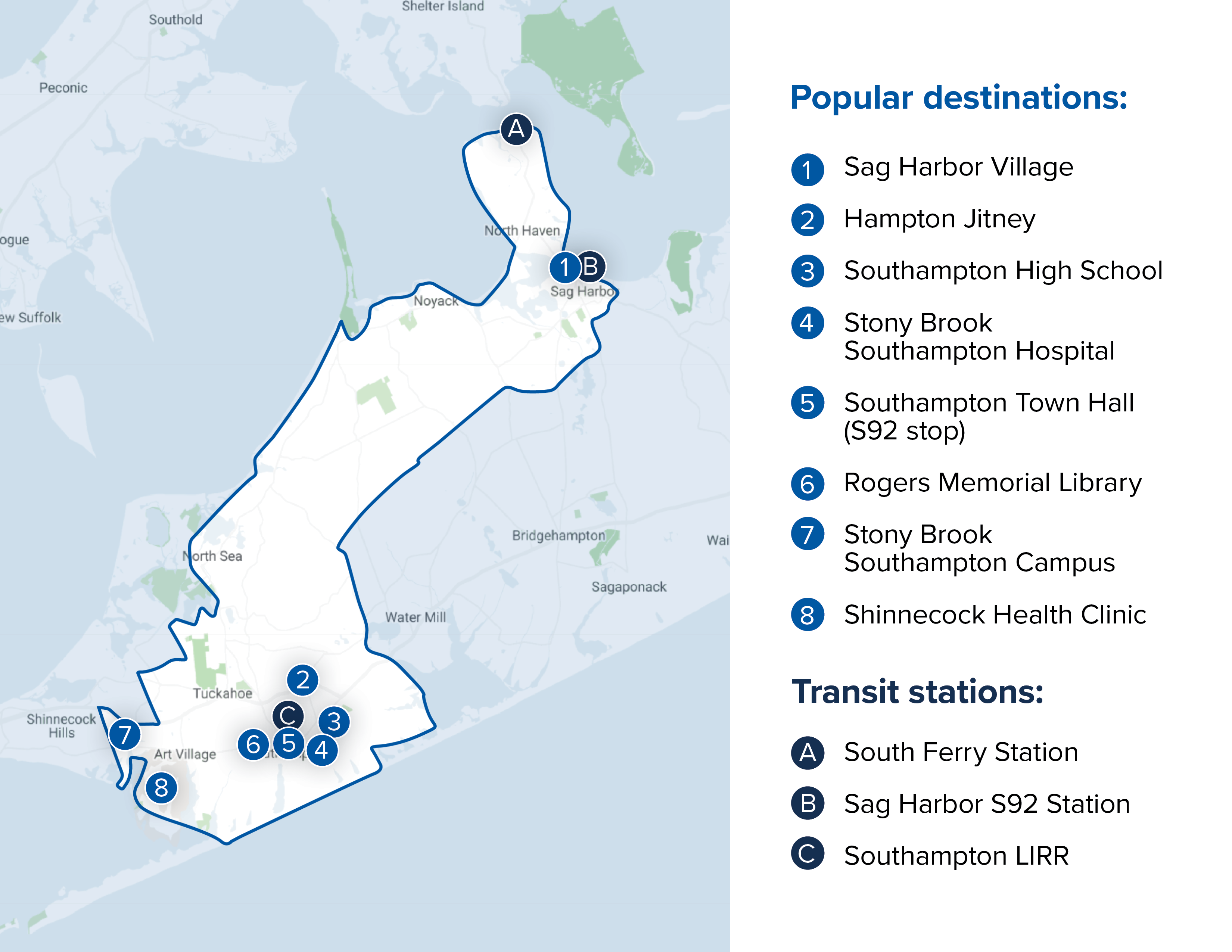 map of popular destinations in southampton